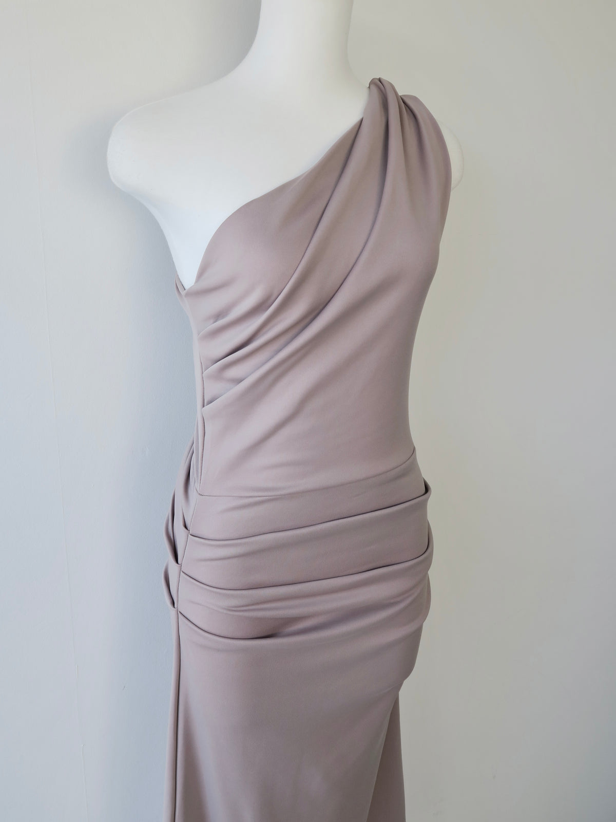 one shoulder ruched dress