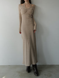 front cross rib knit dress