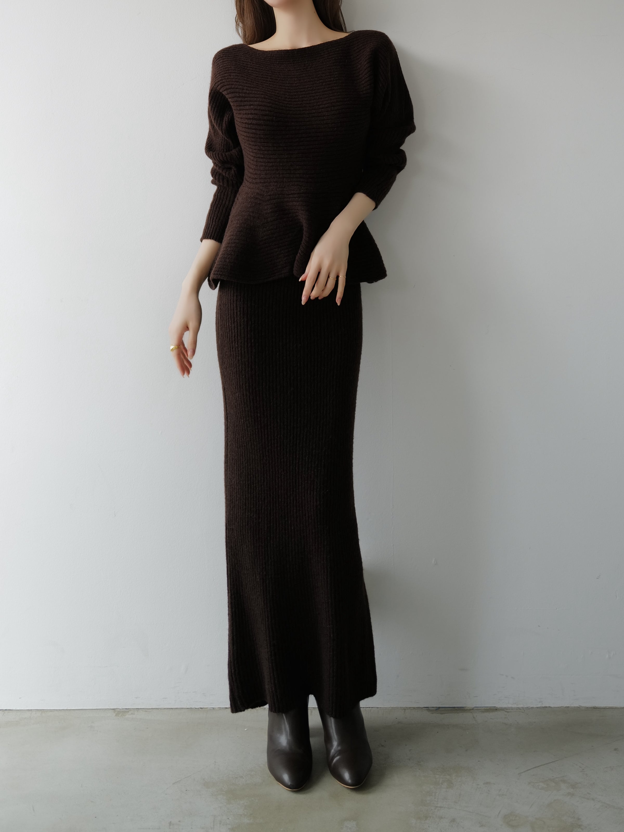 textured peplum knit set