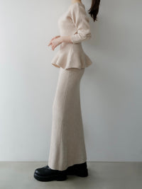 summer sale / textured peplum knit set