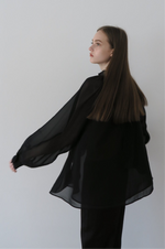 chiffon tie long blouse
