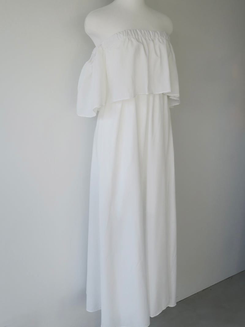flare top off shoulder dress