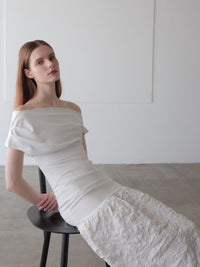 off-shoulder jacquard maxi dress