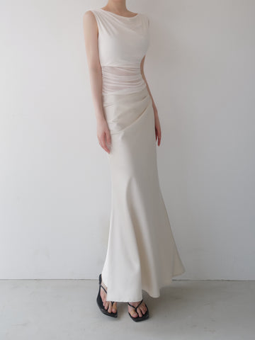 sheer nuance gathered dress – célon