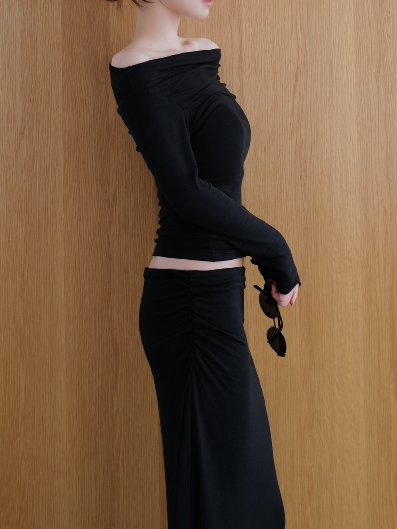 softly ruched long sleeve shirt