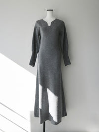 design neck flared long dress