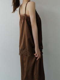 lace layered satin cami blouse