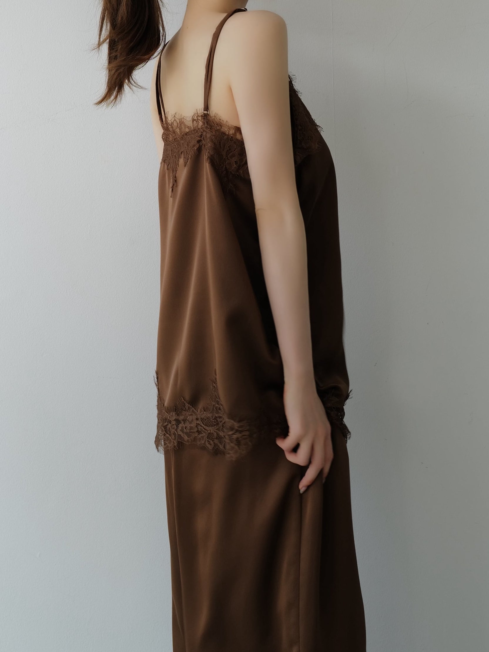 lace layered satin cami blouse