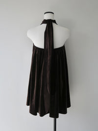 velour back open tie blouse