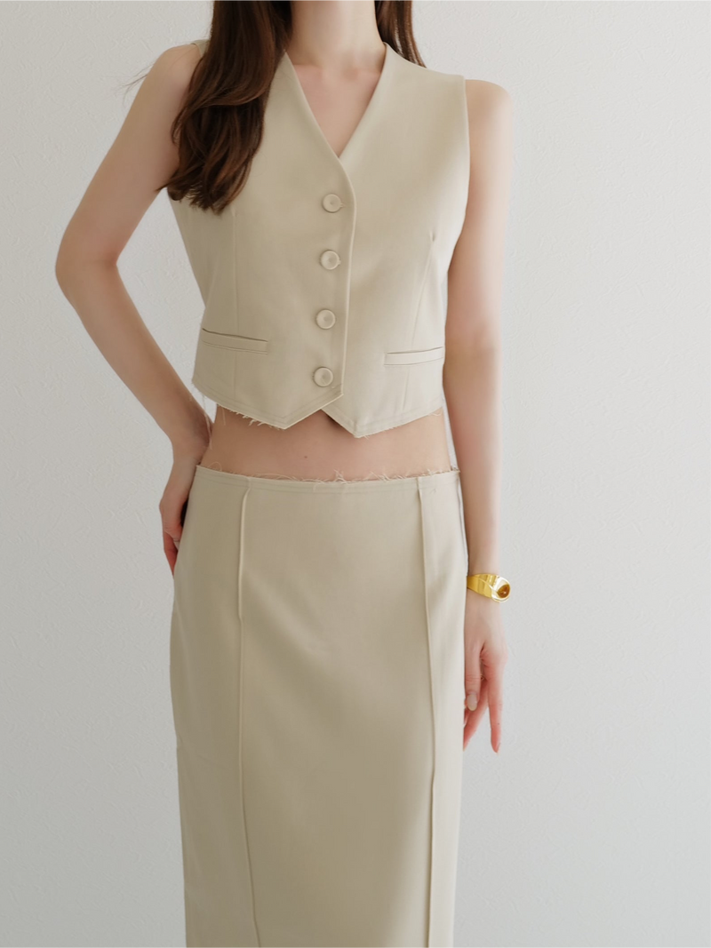 raw hem single vest