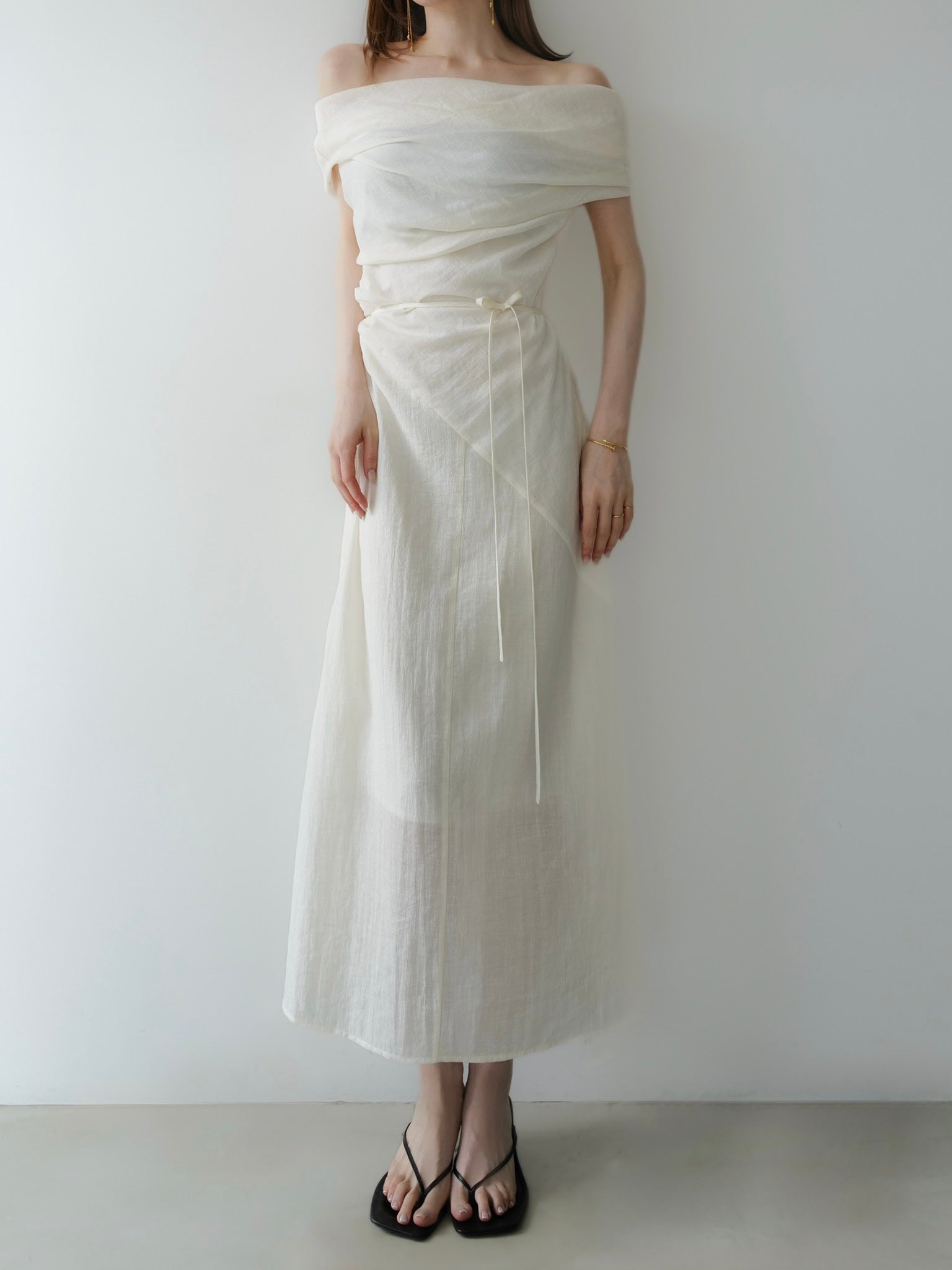 tencel drape off-shoulder dress