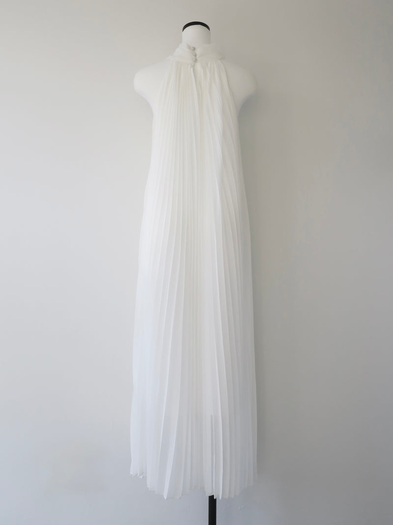 pleated halter maxi dress