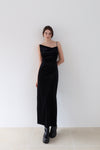 velour asymmetry drape cami dress