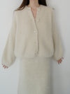 angora balloon knit cardigan