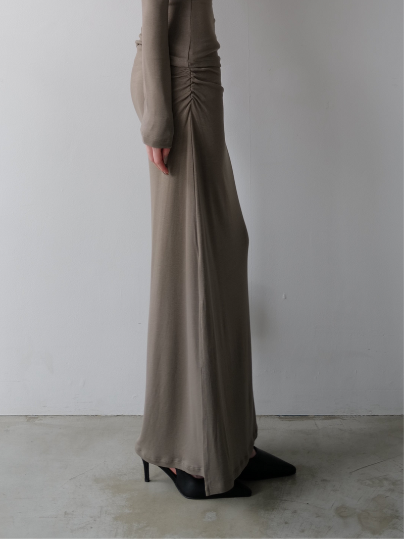 ruched waist long skirt