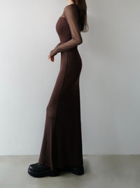 soft sheer neck maxi dress
