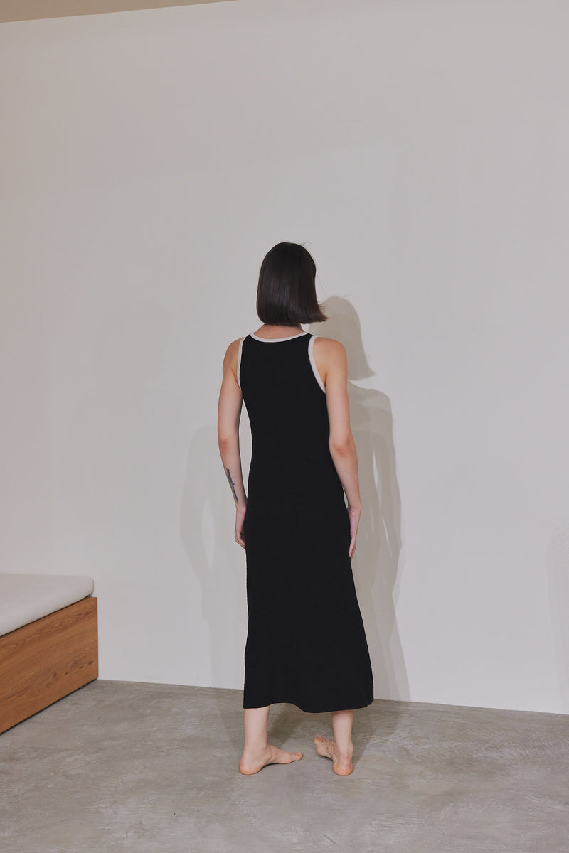 bicolor long knit dress