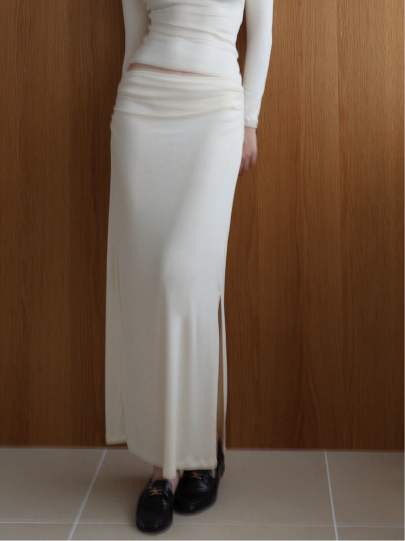ruched waist long skirt