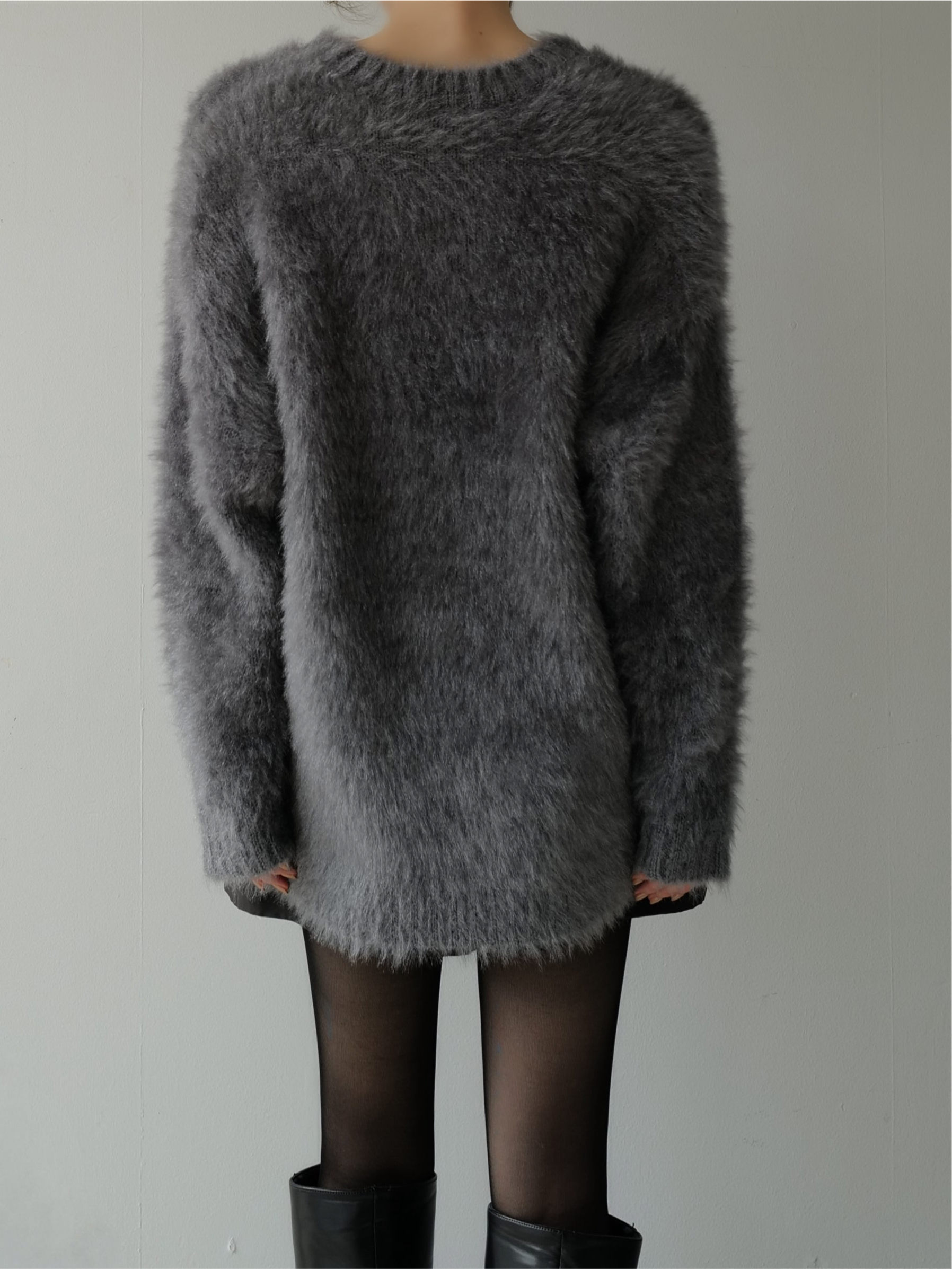 fuzzy v neck sweater