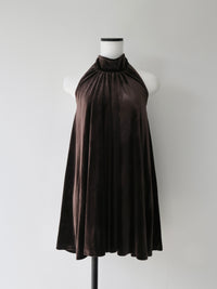 velour back open tie blouse