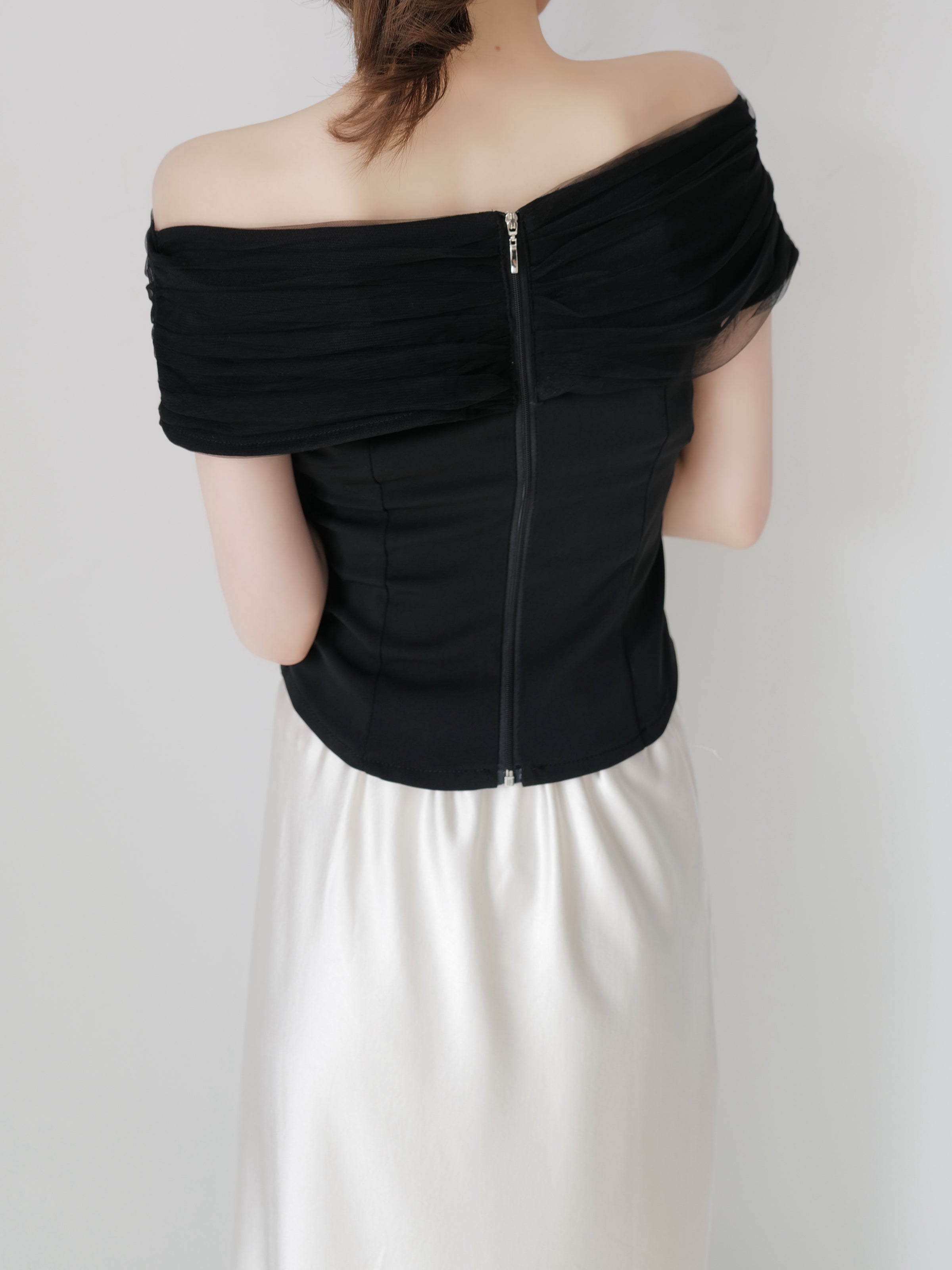 soft sheer cross shoulder blouse