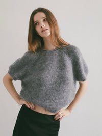 wool mohair short sleeve knit