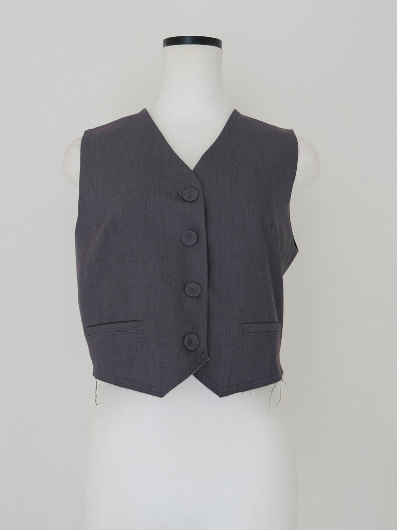 raw hem single vest
