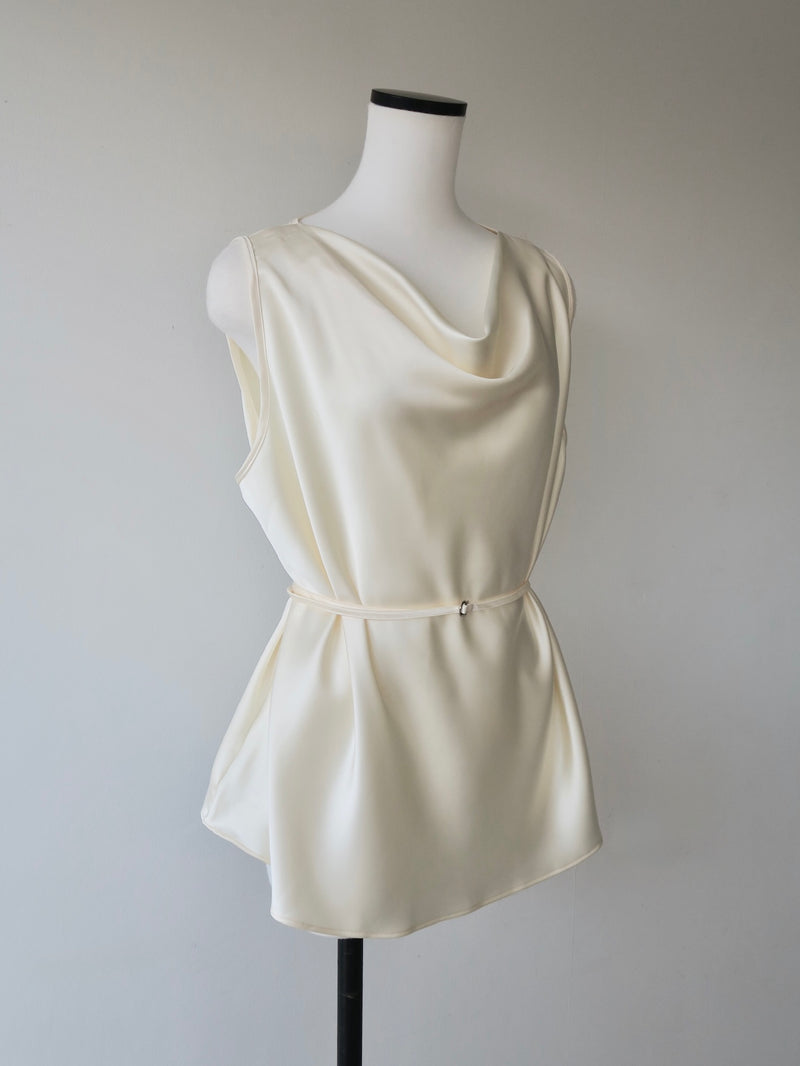 cowl neck satin tank