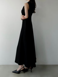 shawl collar sleeveless dress