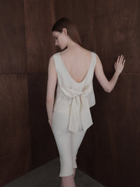 back ribbon linen blouse