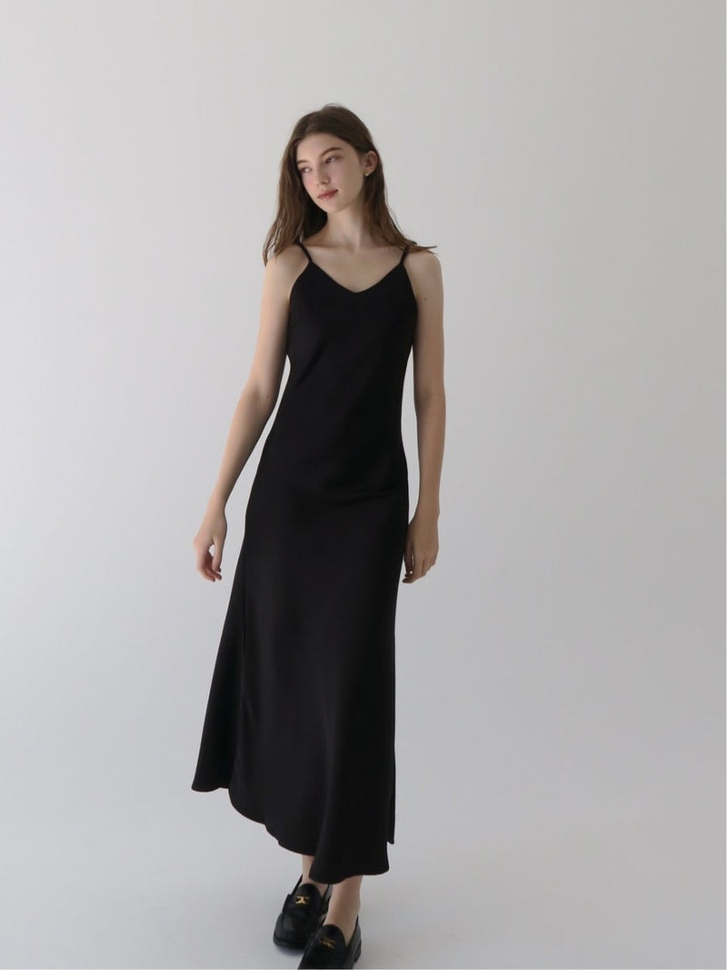 satin cami long dress