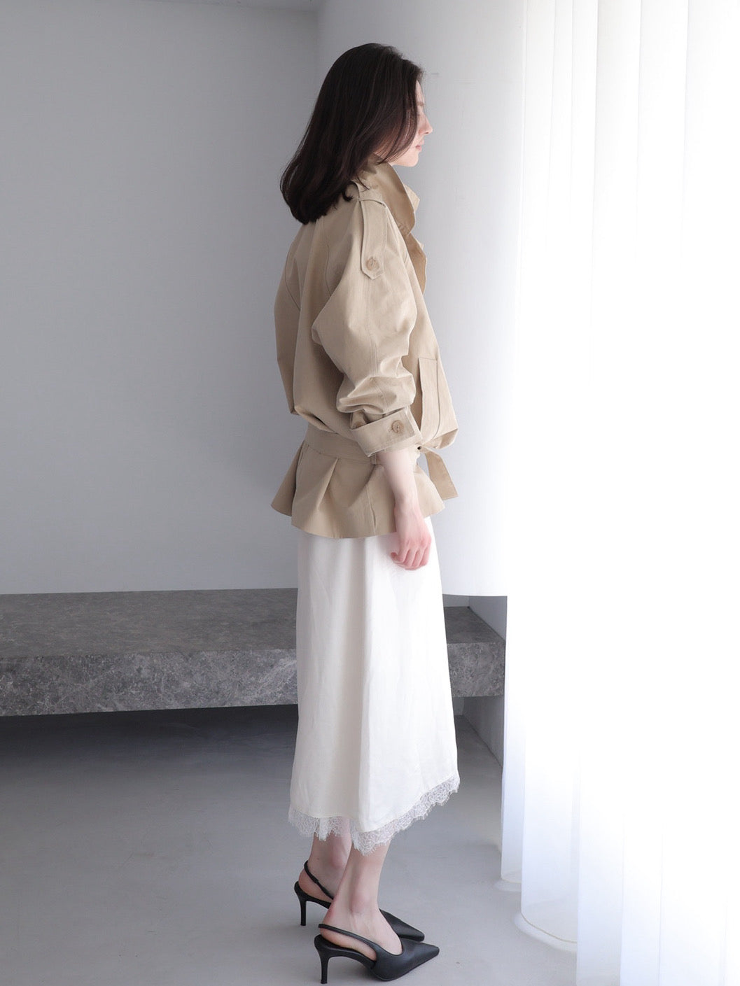 modern short trench coat