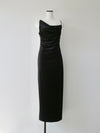 velour asymmetry drape cami dress