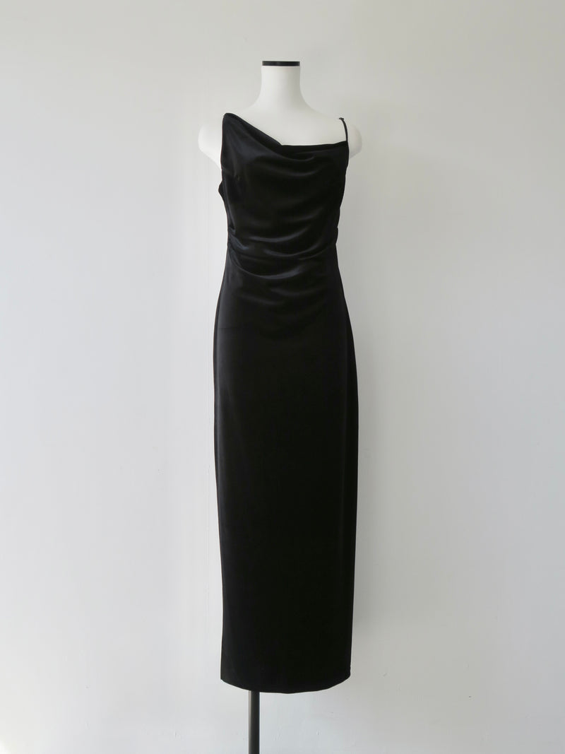 velour asymmetry drape cami dress