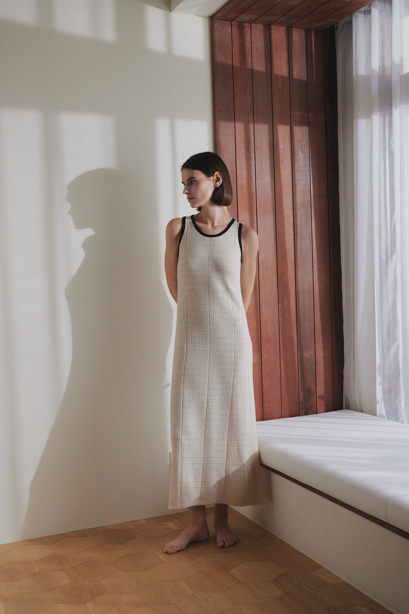 bicolor long knit dress