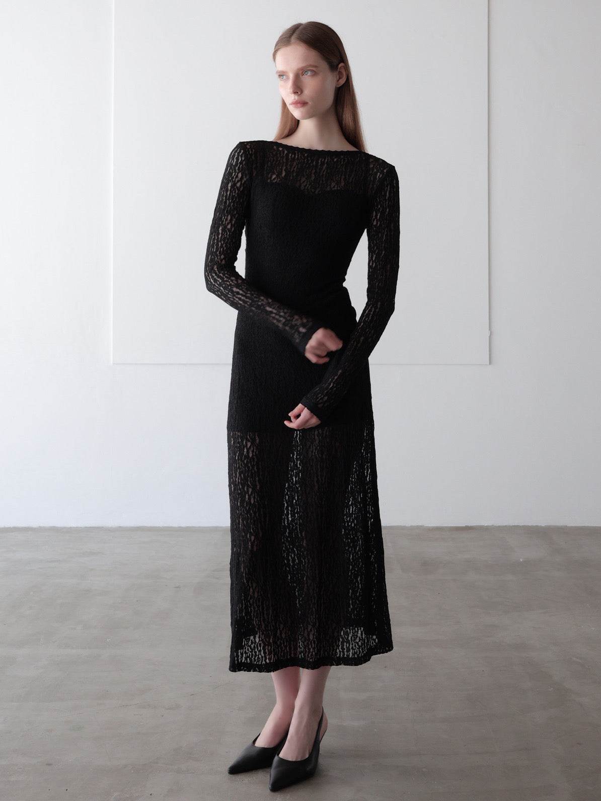 romantic lace sheer back dress