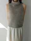 angora turtle sleeve-less knit