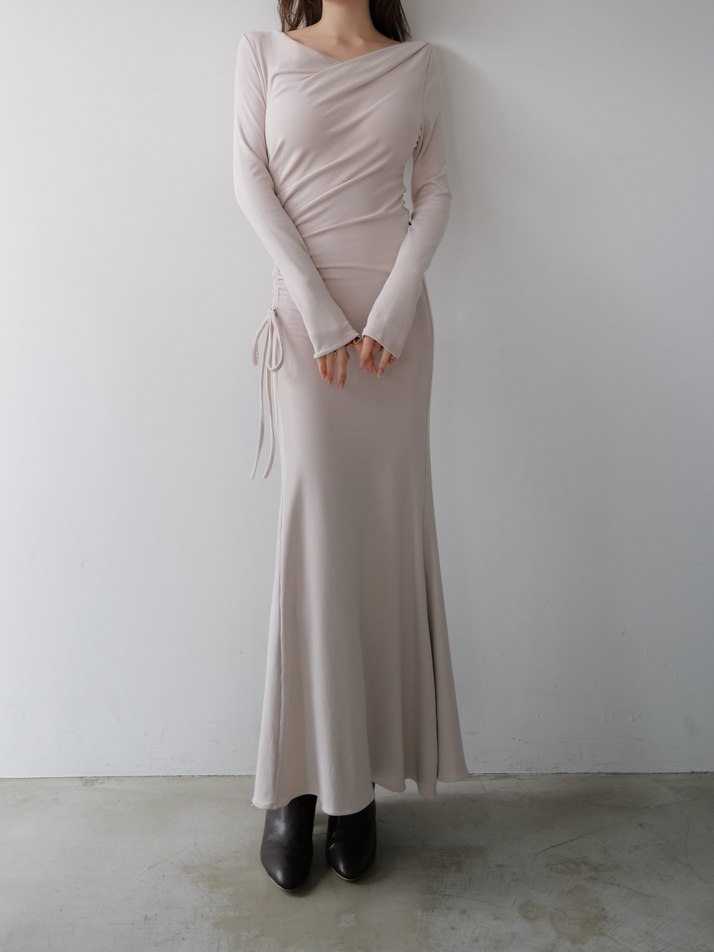 luxe shirring asymmetric dress