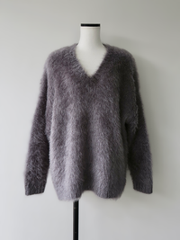 fuzzy v neck sweater