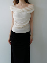 sheer draped sleeveless top