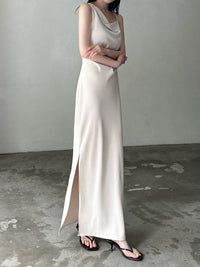 asymmetry drape cami dress