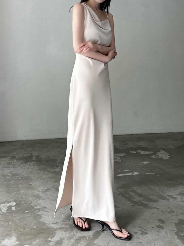 asymmetry drape cami dress