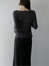 cowl silhouette stretching tops