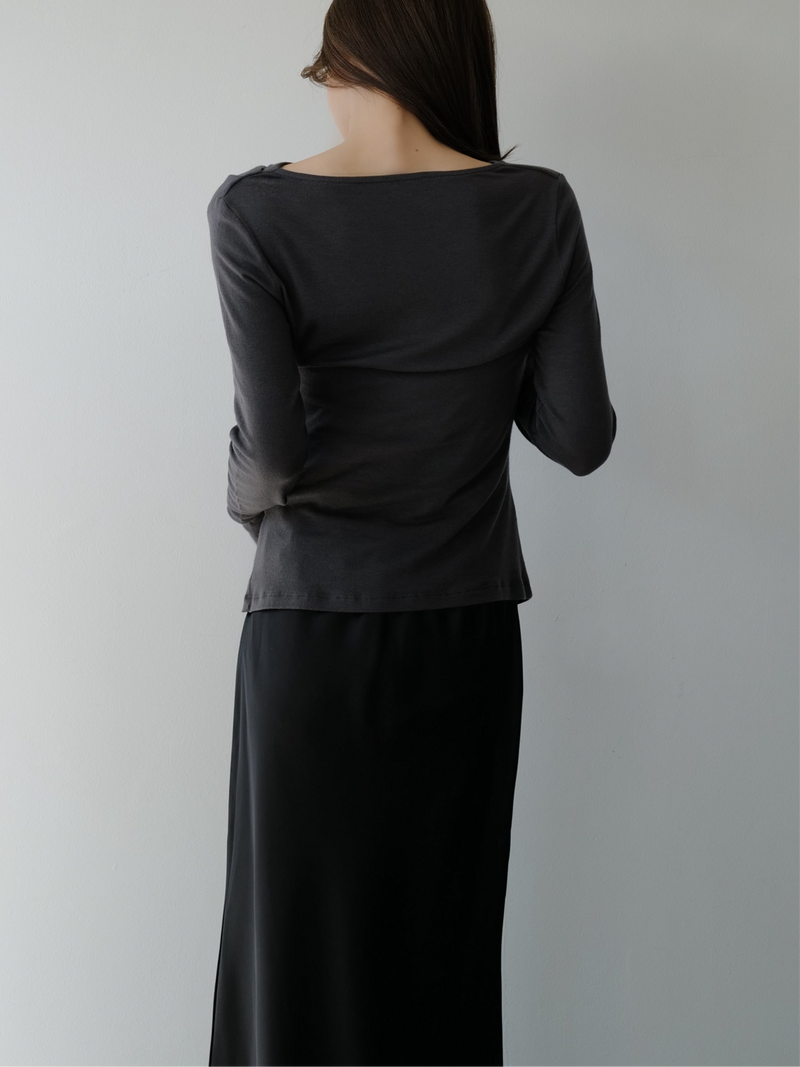 cowl silhouette stretching tops