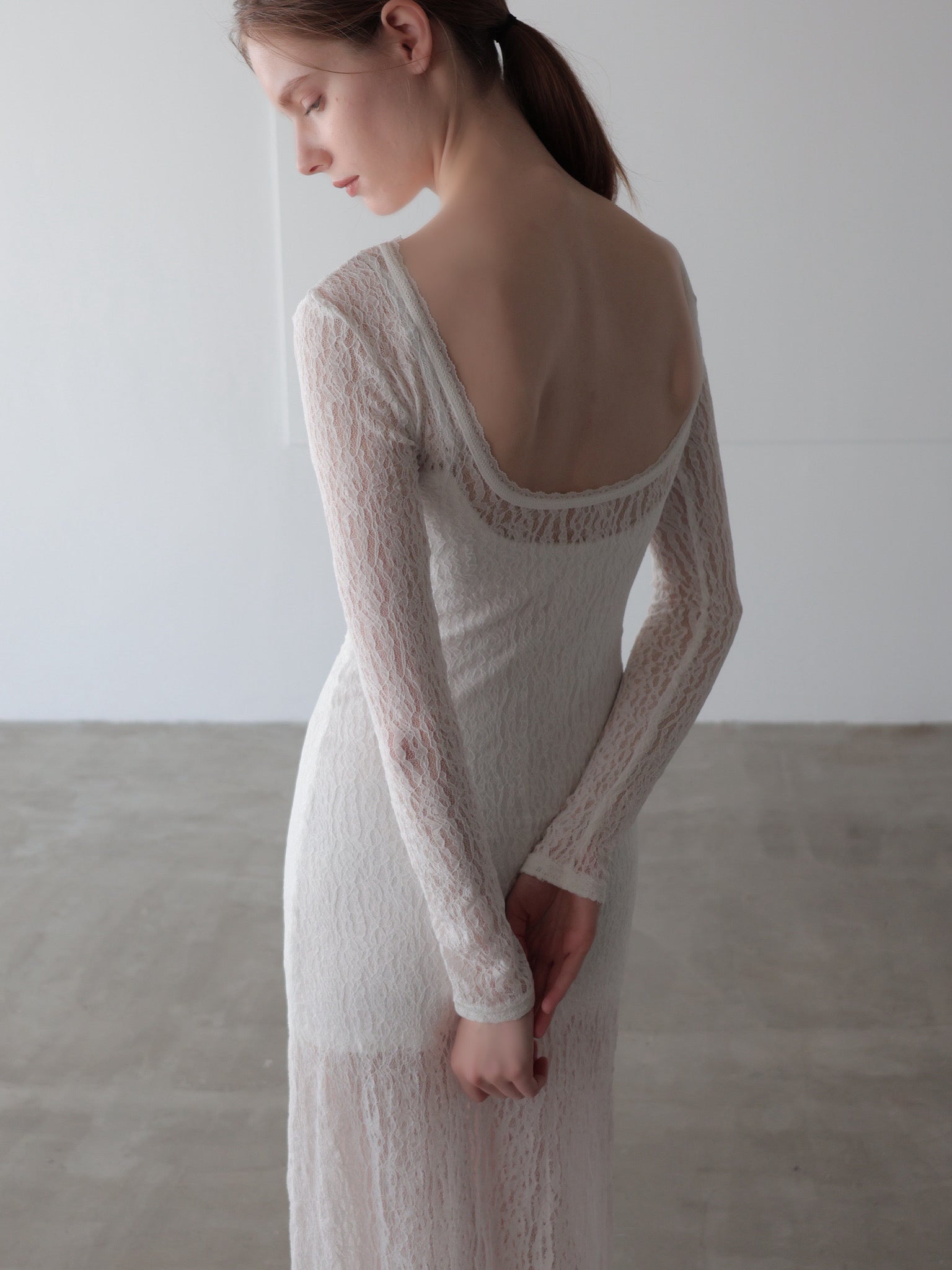 romantic lace sheer back dress
