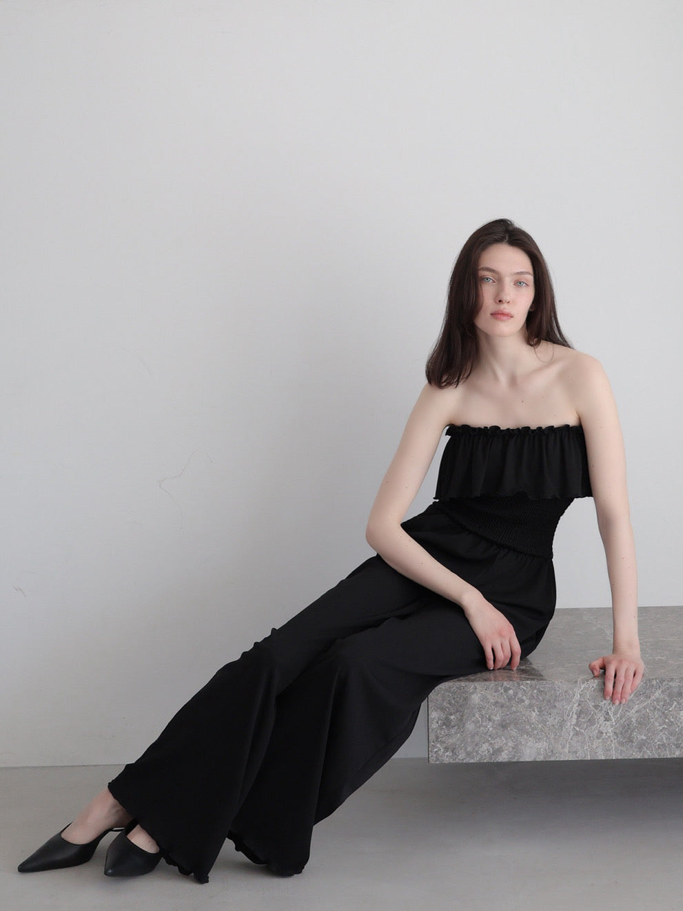 frill maxi jumpsuit – célon