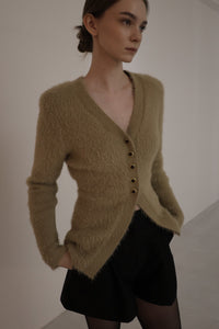 angora slim knit cardigan