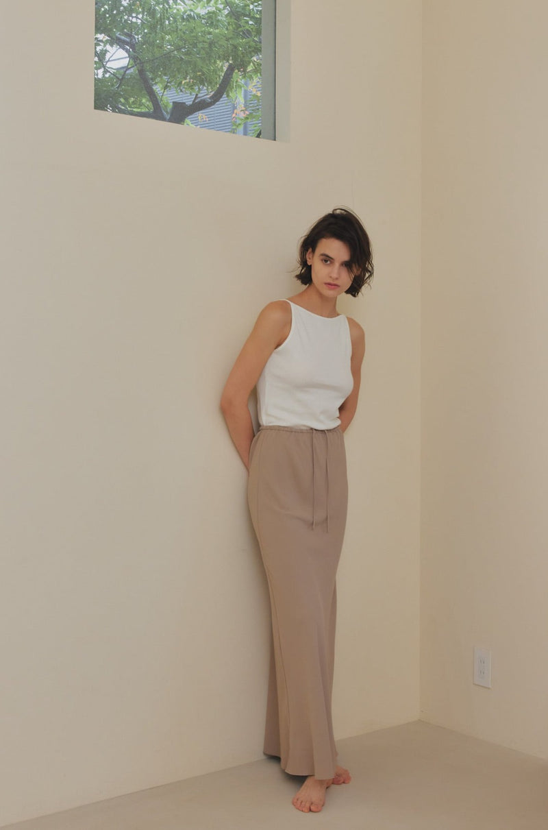 matte satin long skirt