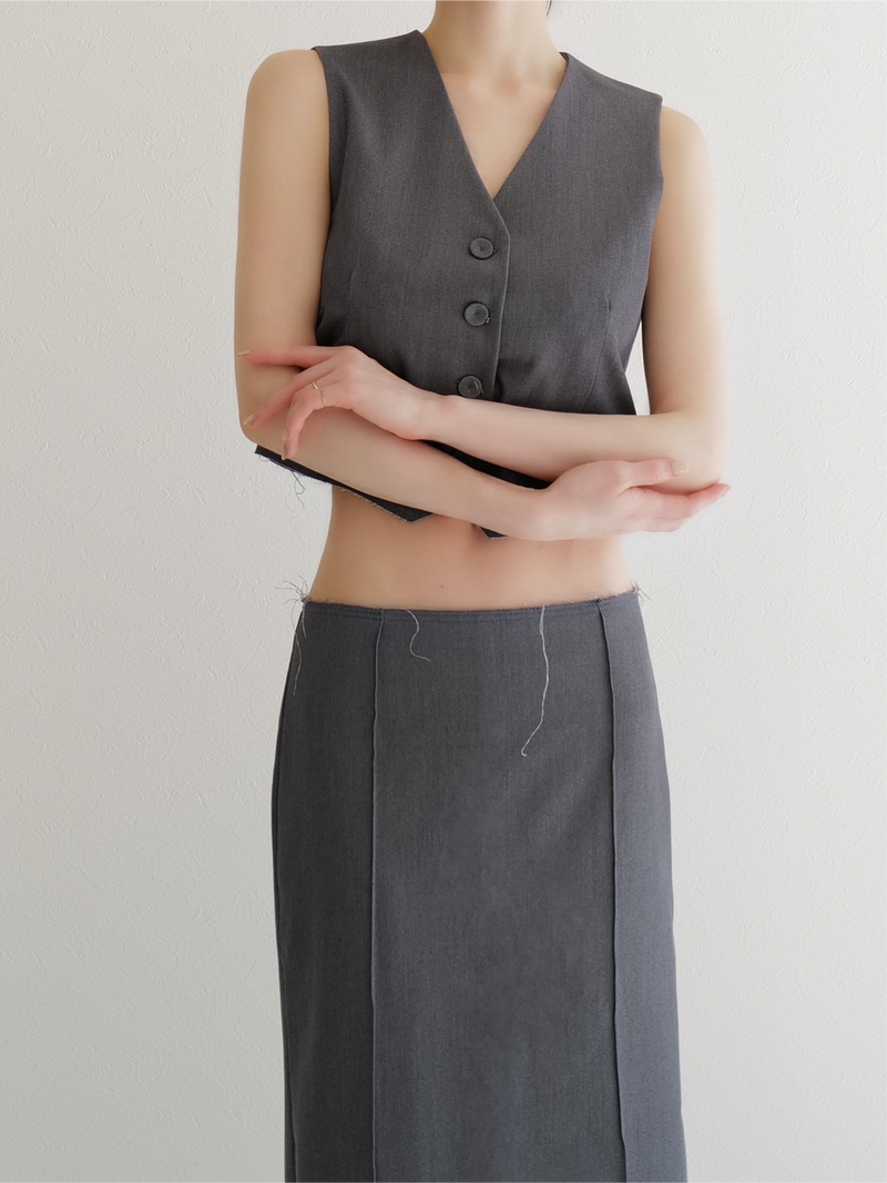raw hem single vest