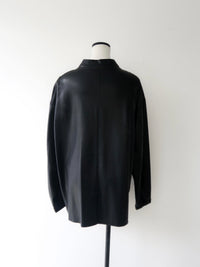 collarless leather jacket